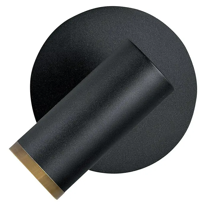 Hell Polo Deckenstrahler - 35 W, Schwarz, GU10, 1 Stk. - Nahaufnahme einer schwarzen LED-Wandleuchte mit einem zylindrischen Lampenkopf und einer runden Montageplatte.