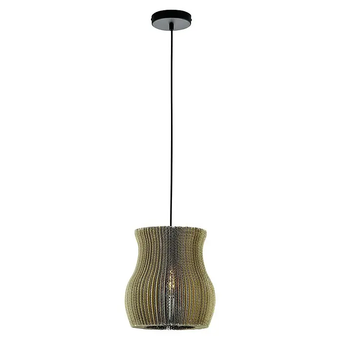 Hell Layer Pendelleuchte Oval - 28 cm, 40 W, Braun, E27, Oval - Elegante Pendelleuchte aus Pappe mit einem modernen und umweltfreundlichen Design, die jedem Raum eine stilvolle Note verleiht.