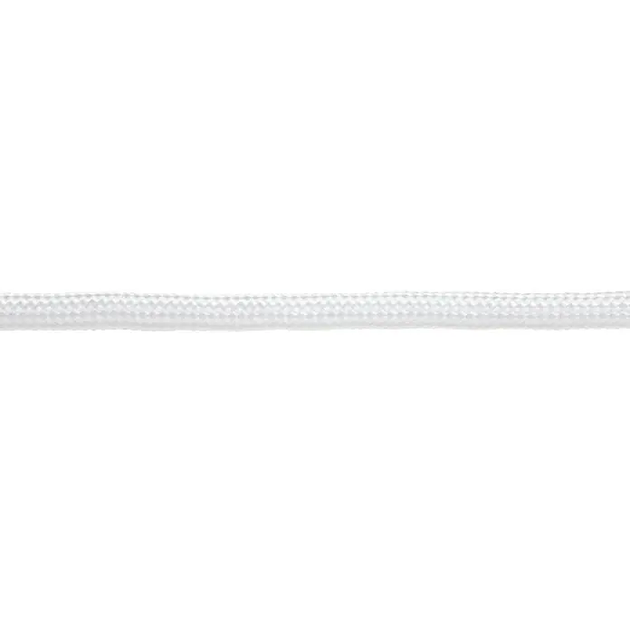 Glorex Bastelband Paracord - 2 Stk., Weiß, 500 cm - Detailaufnahme eines weißen, geflochtenen Kordel, ideal für Bastelarbeiten, Dekorationen oder als stilvolles Accessoire für Bekleidung.