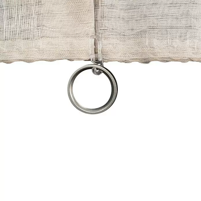 Schlaufenschal Dot - B x H: 135 x 245 cm, 100 % Polyester, Sand - Helles, gewebtes Gardinengewebe mit durchsichtigem Haken und silbernem Metallring.