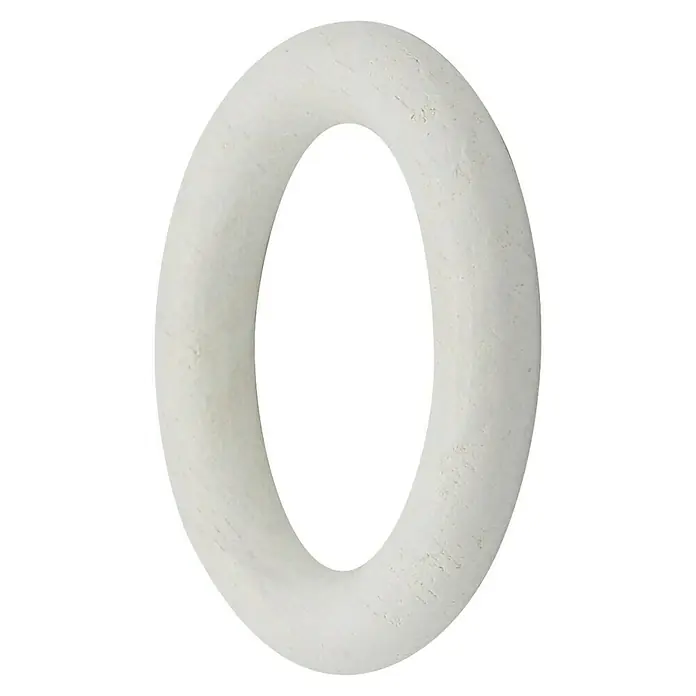 Rundring-Pack - Weiß lackiert, Passend für: Gardinenstangen Ø 28 mm, 10 Stk. - Nahaufnahme einer weißen Styropor-Ringform, ideal für Bastelprojekte und DIY-Dekorationen.