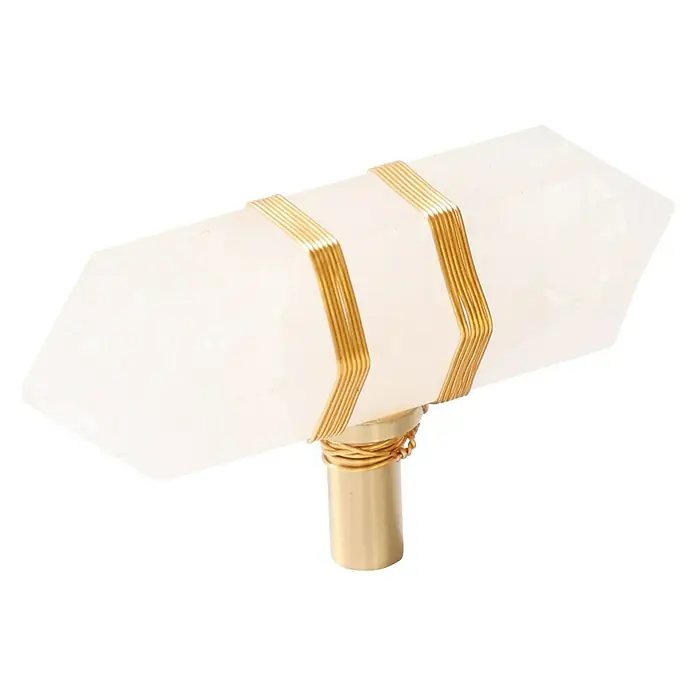 Möbelgriff - Typ Möbelgriff: Knopf, Sonstige, Sonstige, Weiß, Breite: 20 mm - Elegante Kommodeknopf mit einem weißen Kristallstab und goldenen Drahtakzenten für einen Hauch von Luxus.