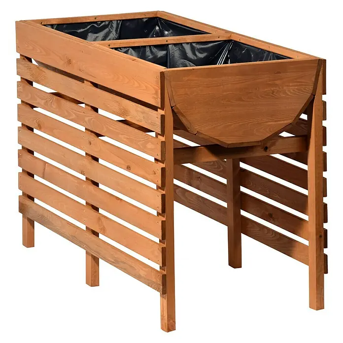 Dobar Hochbeet XL - 100 x 50 x 71 cm, Holz, Bernstein - Der erhöhte Pflanzkasten aus Holz mit Ablage bietet eine bequeme Möglichkeit zum Gärtnern, ohne sich bücken zu müssen.