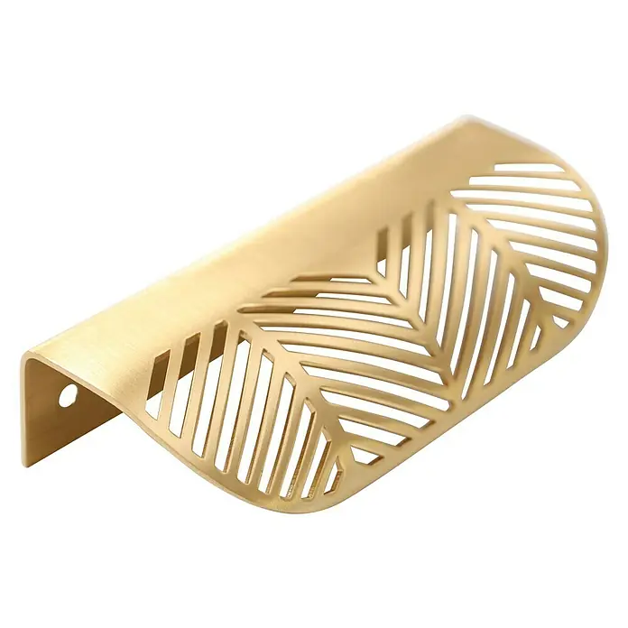 Möbelgriff - Typ Möbelgriff: Muschel, Länge: 117 mm, Ausführungseigenschaft: Blatt - Goldener Schrankgriff mit Blattdesign für einen eleganten Touch. Ideal für Möbel, Schubladen und Schränke.