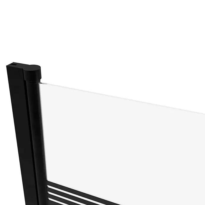 Aurlane Badewannenaufsatz Black Lines - B x H: 75 x 140 cm, 1 Stk., Schwarz - Naheaufnahme eines eleganten, schwarzen Sichtschutzzauns mit weißer Leinwand.