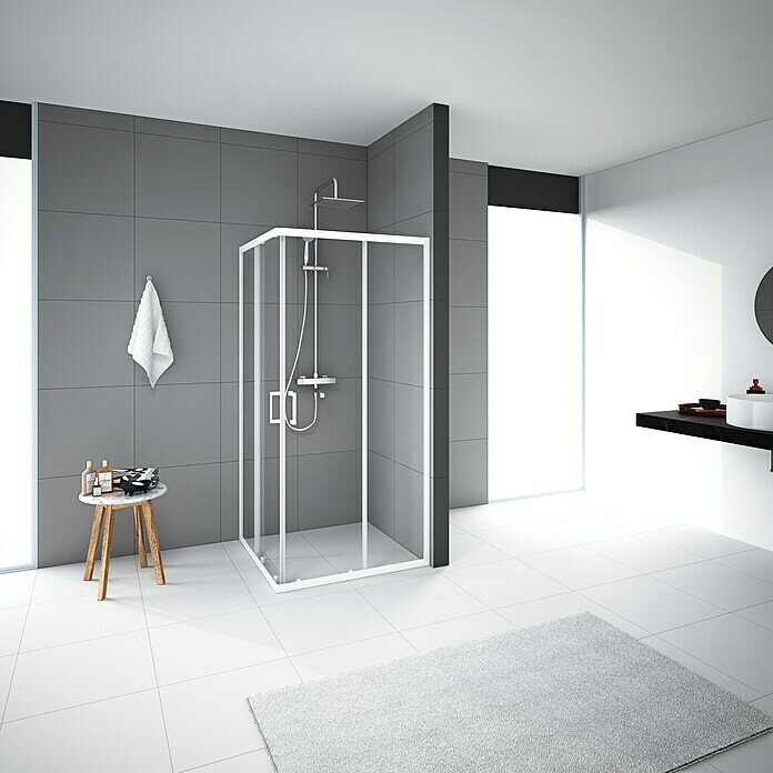 Cabina de ducha completa Vitamine Black Rectangle (80 x 110 x 215 cm, Negro  Gris Plata)