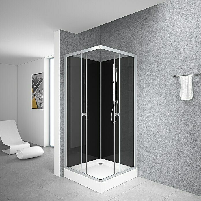Mampara de ducha semicircular EX406 - 90 x 90 x 195 cm - con cristal NANO  de 8 mm