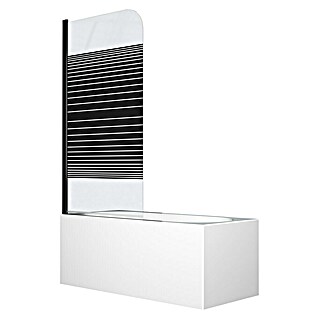 Aurlane Mampara para bañera Black Lines (An x Al: 75 x 140 cm, 1 ud., Negro)