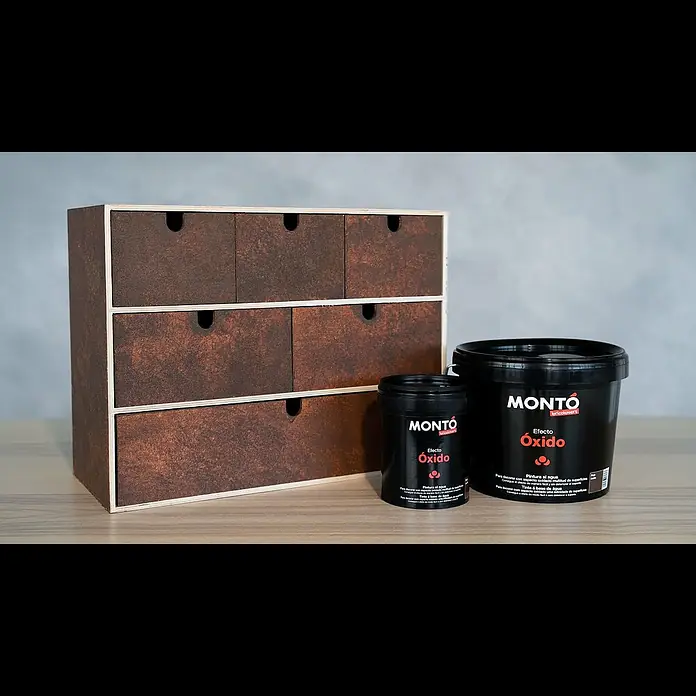 Montó Bricolovers Yeso con efecto de color - Óxido, 2,5 l, Mate - Efecto oxidado en muebles de madera