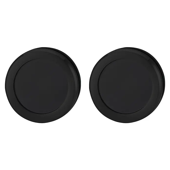 Diamond Doors Griffmuschel Circle - Schwarz, Durchmesser: 60 mm - Zwei runde, schwarze Lautsprecherabdeckungen mit einem minimalistischen Design, ideal für hochwertige Audiosysteme.