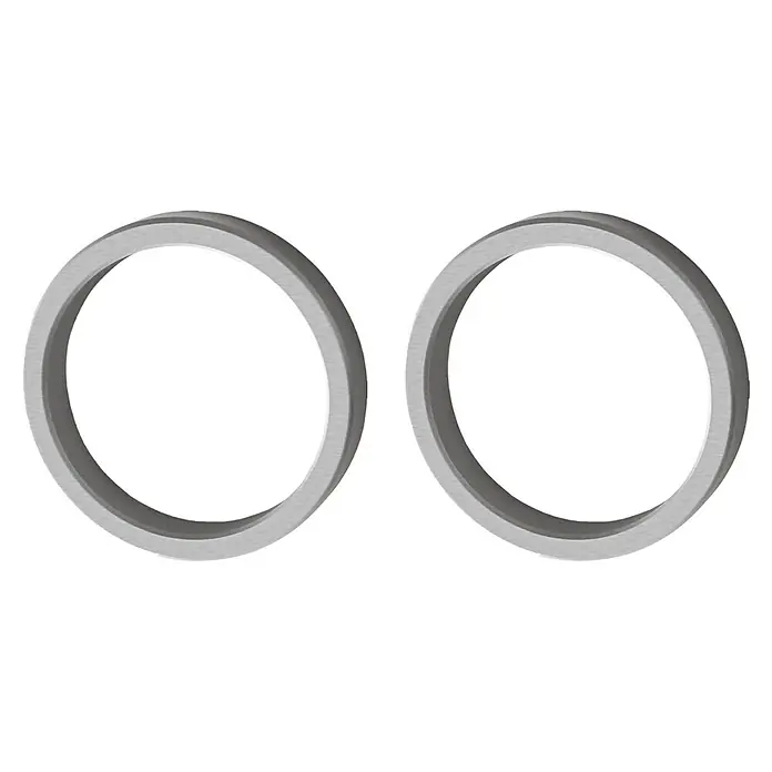 Diamond Doors Griffmuschel Circle 49110 - Edelstahloptik matt, Durchmesser: 60 mm - Zwei silberfarbene Ringe vor schwarzem Hintergrund. Die Ringe sind modern gestaltet und könnten Eheringe sein.