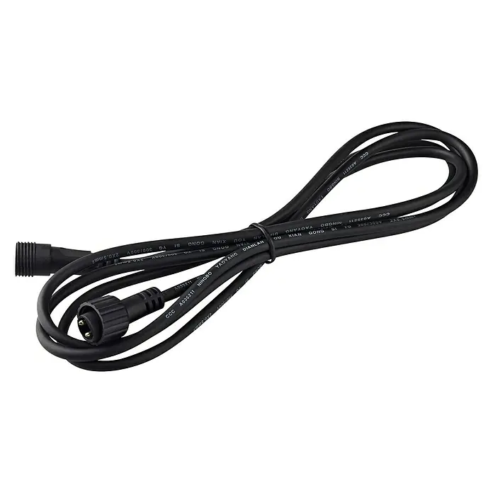 Garden 24 Verlängerungskabel - 5 m, Schwarz, IP44 - Schwarzes Kabel mit zwei Enden und runden Steckern, gekennzeichnet mit "CCC A035211 NINGBO YAOYANG 2X0.5mm² YQ 300/300V".