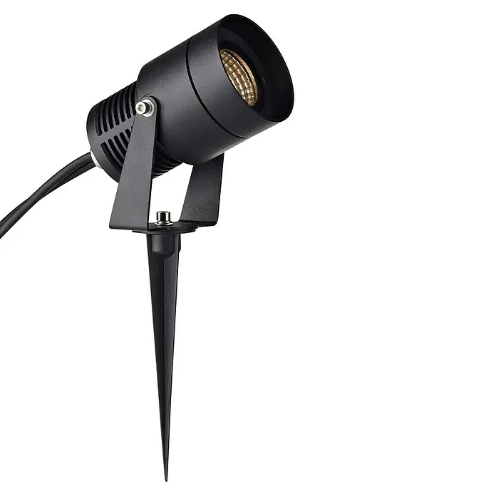 Garden 24 LED-Spotstrahler - 3 W, Mit Erdspieß, L x B x H: 9 x 9 x 30 cm, Schwarz - Schwarzer LED-Gartenstrahler mit Erdspieß. Der Spot ist neigbar und ideal für die Beleuchtung im Außenbereich.