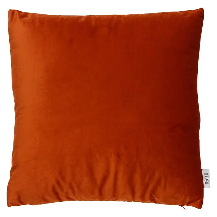 Cojín Velvet - 45 x 45 cm, Textil, Caldera, Cuadrado - Un cojín cuadrado de terciopelo naranja, perfecto como elemento decorativo para cualquier sofá o cama, que ofrece comodidad y estilo.