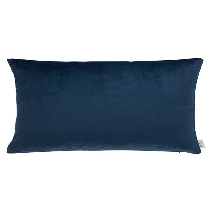 Cojín Velvet - 30 x 50 cm, Textil, Marino, Rectangular - Funda de cojín de terciopelo azul marino, ideal para cualquier sofá. El cojín tiene forma rectangular y una textura suave.