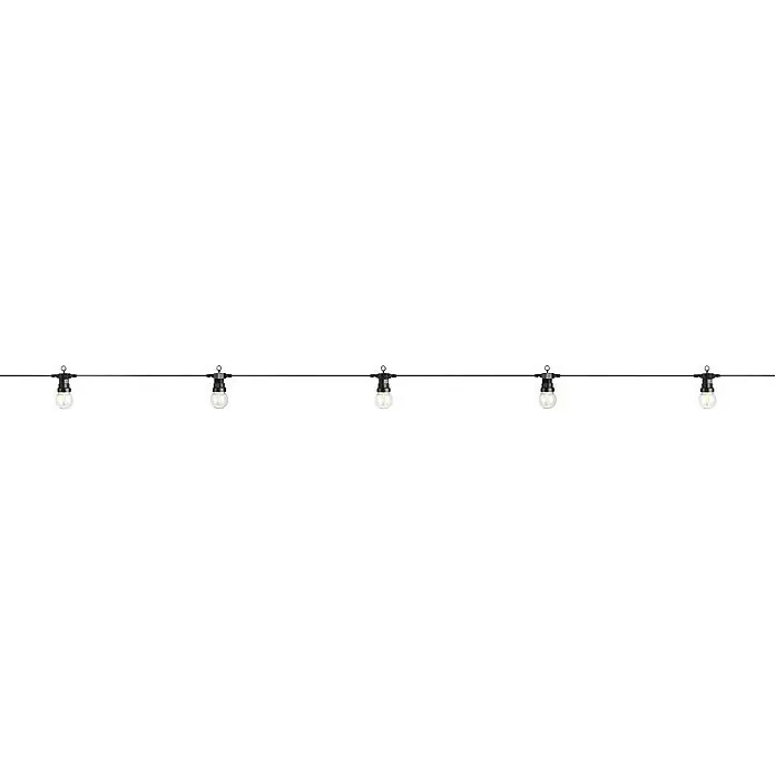 Garden 24 LED-Lichterkette - Außen, 550 cm, Lichtfarbe: Warmweiß, Rund - Lichterkette mit fünf klaren Glühbirnen an schwarzem Kabel, zur Dekoration.