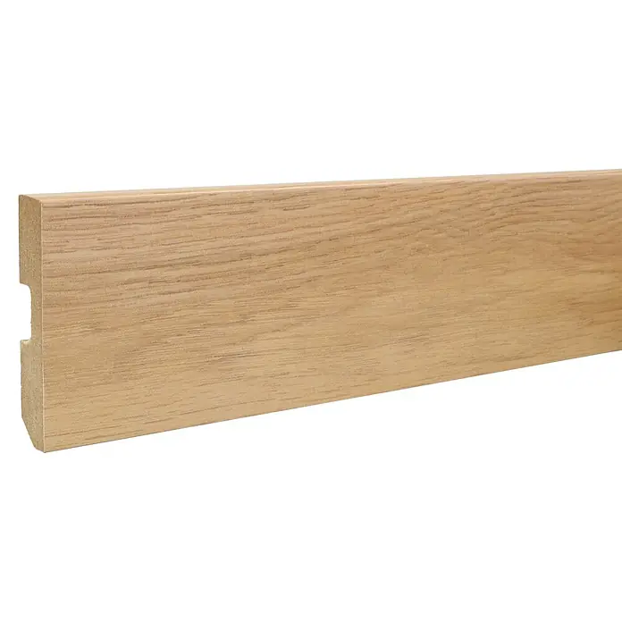 LOGOCLIC Rodapié Roble Apuan - 220 cm x 15 mm x 80 mm, MDF - Rodapié de madera con bordes redondeados y una ranura para una fácil instalación. Perfecto para un hogar elegante y un montaje sencillo.
