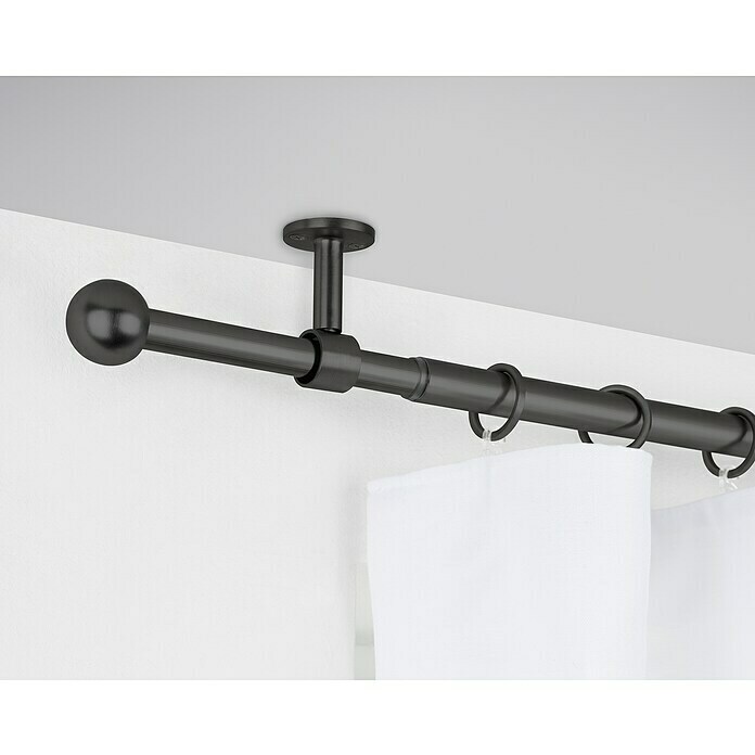 Gordijnroede set 2in1 (Zwart, 120 cm - 210 cm, Metaal, Uitbreidbaar) | BAUHAUS