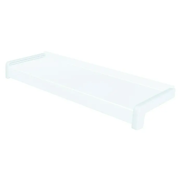 Sarei Seitenteil - PVC, Weiß, 130 x 30 x 40 mm, 2 Stk. - Ein weißes, rechteckiges Fensterbrett, das auf einem schwarzen Hintergrund liegt, bietet eine saubere und moderne Optik.