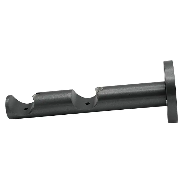 Doppelträger Function - Anthrazit, Geeignet für: Gardinenstangen Ø 20 mm, Länge: 13,1 cm - Eine Gardinenstangenhalterung aus Metall mit zwei Aussparungen zur Befestigung von Vorhangstangen mit einer Wandhalterung für Stabilität.