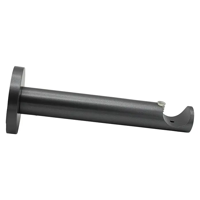 Träger Function - 1 Stk., Ø x L: 2 x 13,1 cm, Farbe: Anthrazit - Nahaufnahme einer grauen Vorhangstangenhalterung, die eine solide und stilvolle Möglichkeit zur Befestigung von Gardinenstangen darstellt.