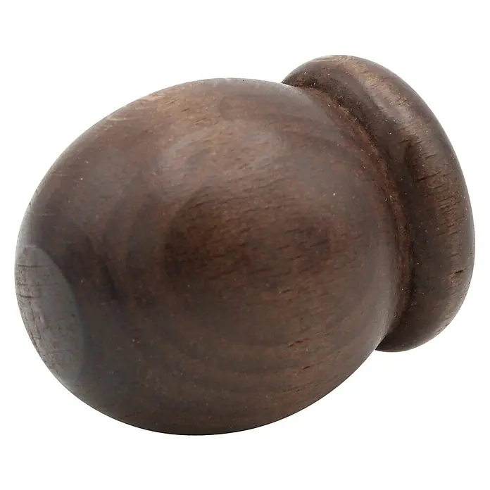 Endstück Rill-Ball - Nussbaum, Durchmesser: 2,8 cm - Nahaufnahme eines runden, dunkelbraunen Holzknaufs, ideal für Möbel oder dekorative Zwecke.