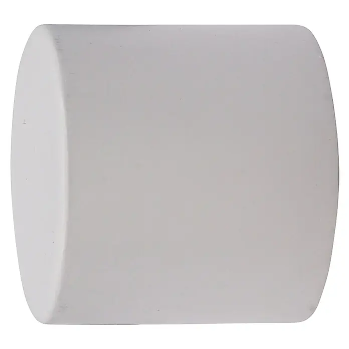 Endstück Cap - Weiß, Durchmesser: 2,8 cm - Nahaufnahme eines weißen, zylindrischen Wandspiegels mit abgerundeten Kanten, der ein modernes und minimalistisches Design aufweist.