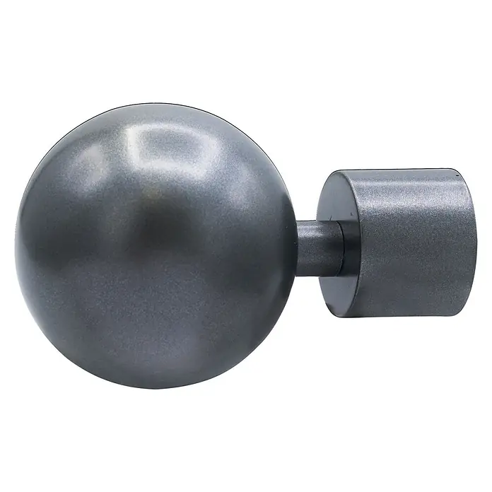 Endstück Ball CL - Anthrazit, Durchmesser: 2 cm - Ein detailreiches Bild eines Gardinenstangenendes in Kugelform, das modernes Design und Funktionalität vereint.