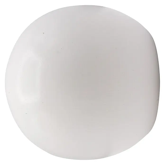 Endstück Ball - Weiß, Durchmesser: 2,8 cm - Eine Nahaufnahme einer glänzenden, weißen runden Oberfläche, ideal als Textur oder Hintergrund für Produktdesigns.