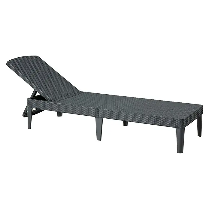 Allibert Sonnenliege Jaipur - B x T x H: 58 x 187 x 29 cm, Graphit, 4-fach verstellbare Rückenlehne - Graue Gartenliege aus Rattan mit verstellbarer Rückenlehne für entspannte Stunden im Freien.