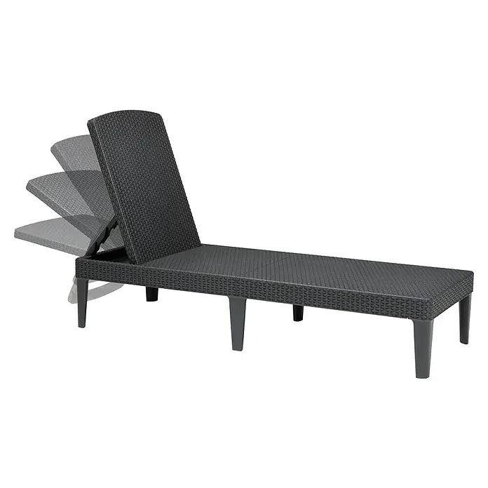 Allibert Sonnenliege Jaipur - B x T x H: 58 x 187 x 29 cm, Graphit, 4-fach verstellbare Rückenlehne - Verstellbare anthrazitfarbene Gartenliege aus Rattan mit verstellbarer Rückenlehne für entspannte Stunden im Freien. Die perfekte Ergänzung für Terrasse & Garten!