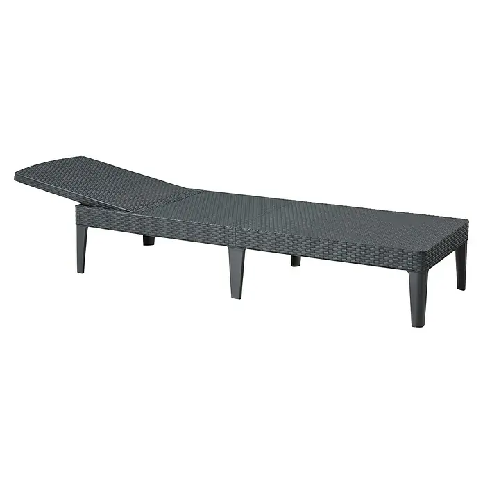 Allibert Sonnenliege Jaipur - B x T x H: 58 x 187 x 29 cm, Graphit, 4-fach verstellbare Rückenlehne - Graue Sonnenliege aus Rattan mit verstellbarer Rückenlehne für den Außenbereich. Stilvoll und bequem für entspannte Stunden im Garten.