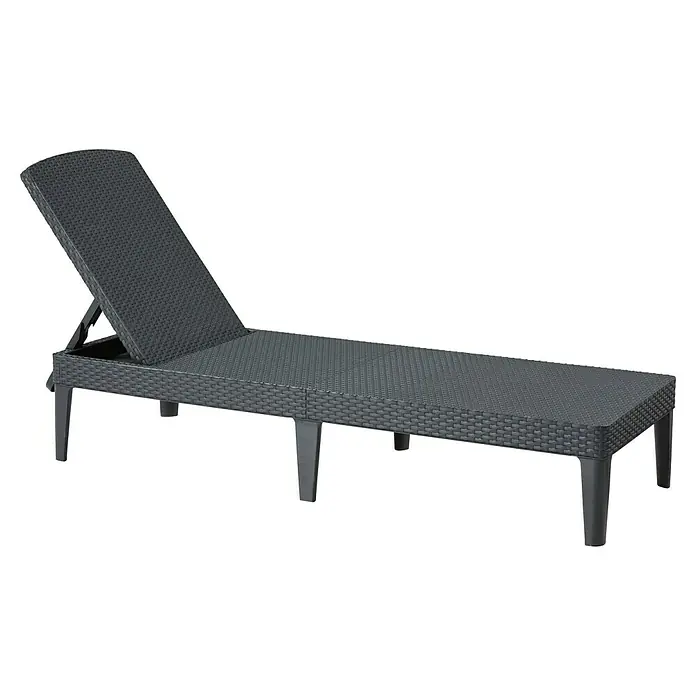 Allibert Sonnenliege Jaipur - B x T x H: 58 x 187 x 29 cm, Graphit, 4-fach verstellbare Rückenlehne - Schwarze geflochtene Sonnenliege mit verstellbarer Rückenlehne für den Außenbereich, ideal zum Entspannen im Garten oder am Pool.