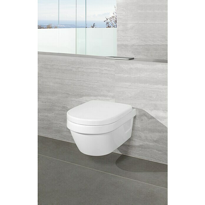 Villeroy & Boch Architectura Wand-WC-Set CompactSpülrandlos, Mit schmutzabweisender Glasur, Spülform: Tief, WC Abgang: Waagerecht, Weiß Mood Shot