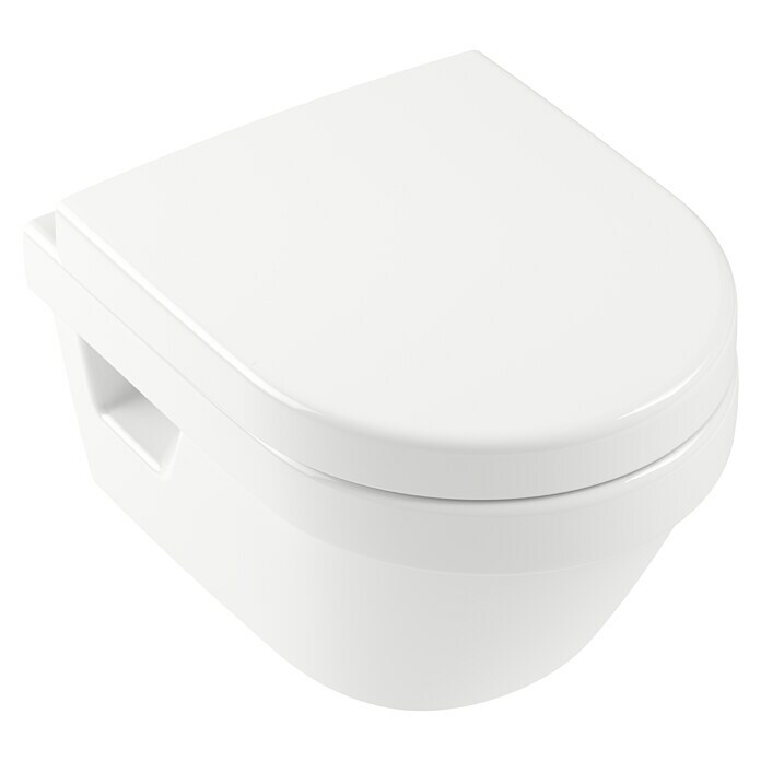 Villeroy & Boch Architectura Wand-WC-Set Compact (Spülrandlos, Mit schmutzabweisender Glasur, Spülform: Tief, WC Abgang: Waagerecht, Weiß)