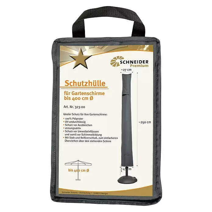 Schneider Schirm-Schutzhülle - Kunststoff, Passend für: Sonnenschirme bis 400 cm Ø und 300 x 300 cm - Vorderansicht