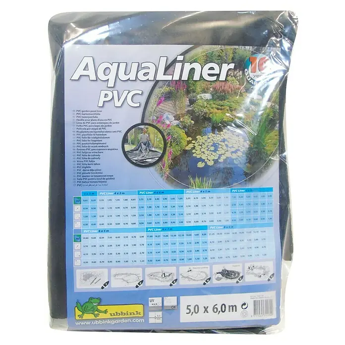 Ubbink PVC-Teichfolie AquaLiner - Stärke: 1 mm, L x B: 6 x 5 m - Aqualiner PVC Teichfolie, 5,0 x 6,0 m, verpackt. Ideal zur Auskleidung von Gartenteichen, robust und langlebig für eine schöne Teichgestaltung.
