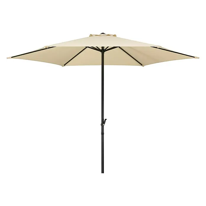 Schneider Sunny Marktschirm rund Bergamo - Natur, Durchmesser Bespannung: 300 cm - Ein beiger Sonnenschirm mit einem robusten, schwarzen Ständer, der ideal für den Garten oder die Terrasse ist. Perfekter Schutz vor der Sonne.