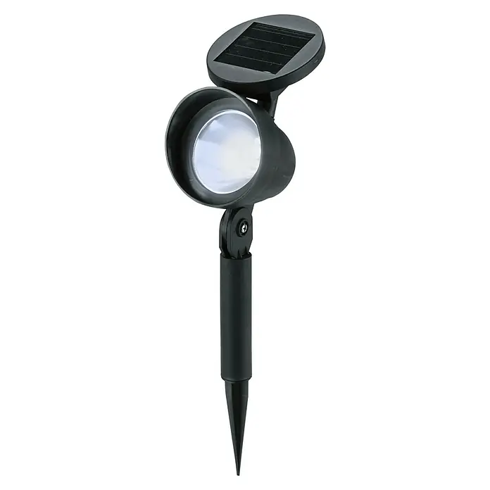 BAUHAUS Solar-Spot 2 - 0,18 W, Schwarz, IP44, 4 lm - Eine Solar-Gartenleuchte in Schwarz mit Erdspieß. Ideal für Garten und Außenbereich.