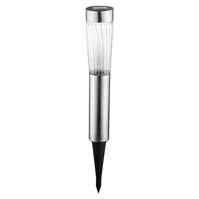 BAUHAUS Solar-Erdspieß Big Glas - 0,12 W, Transparent, Nickel, IP44, 6 lm - Gartenleuchte mit silbernem Gehäuse und durchsichtigem Lampenschirm, ideal zur Beleuchtung von Wegen und Gärten.