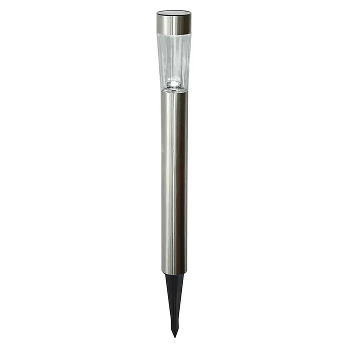 BAUHAUS Solar-Erdspieß Grand Glas - 0,12 W, Transparent, Nickel, IP44, 6 lm - Solar-Gartenleuchte mit Edelstahlgehäuse, klarem Glasaufsatz und Erdspieß für eine stimmungsvolle Beleuchtung im Außenbereich.