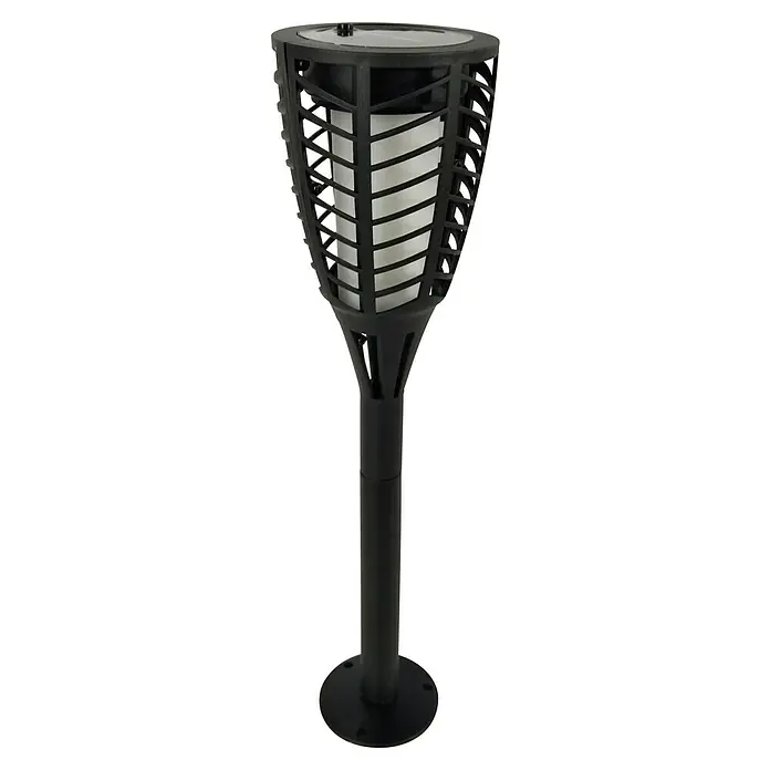 BAUHAUS Solar-Erdspieß Fackel Flame - Schwarz - Schwarzfarbene Solar-Gartenfackel für stimmungsvolle Beleuchtung im Außenbereich mit dekorativem Flammeneffekt für Garten, Terrasse oder Balkon.