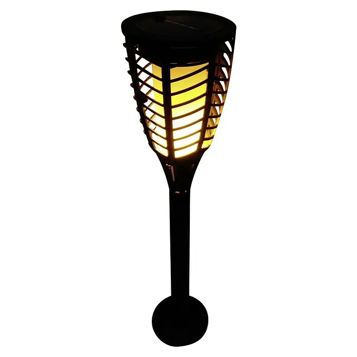 BAUHAUS Solar-Erdspieß Fackel Flame - Schwarz - Solarbetriebene Gartenfackel mit flackerndem Licht, ideal für stimmungsvolle Beleuchtung im Außenbereich.