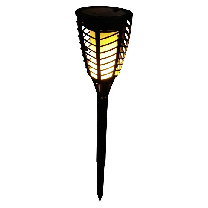 BAUHAUS Solar-Erdspieß Fackel Flame - Schwarz - Ein Solar-Gartenfackel-Pfahllichter, das ein warmes, einladendes Licht ausstrahlt, perfekt für stimmungsvolle Außenbeleuchtung.