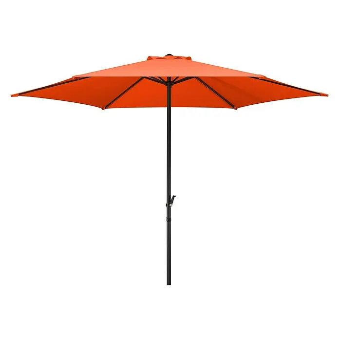 Schneider Sunny Marktschirm rund Bergamo - Terracotta, Durchmesser Bespannung: 300 cm - Sonnenschirm in leuchtendem Orange mit schwarzem Gestell, ideal für sonnige Tage im Garten oder auf der Terrasse.