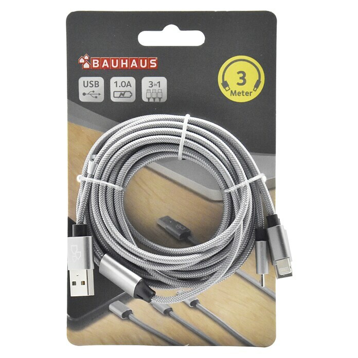 BAUHAUS USB-Reisestecker Set (USB A-Stecker, USB C-Stecker, USB Micro- Stecker, Lightning-Stecker)