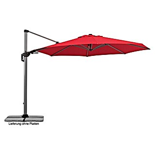 Schneider Premium Ampelschirm rund Bermuda (Rot, Durchmesser Bespannung: 350 cm)