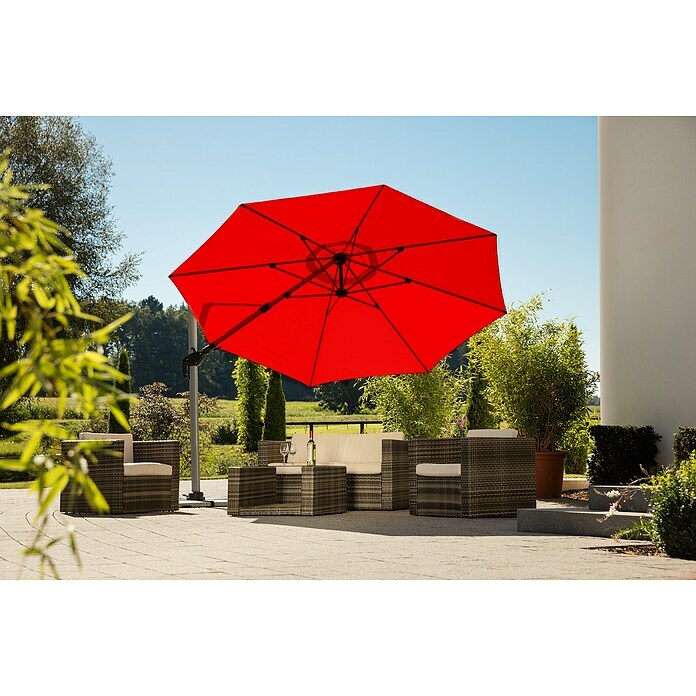 Schneider Premium Ampelschirm rund Bermuda (Rot, Durchmesser Bespannung: 350 cm) | BAUHAUS