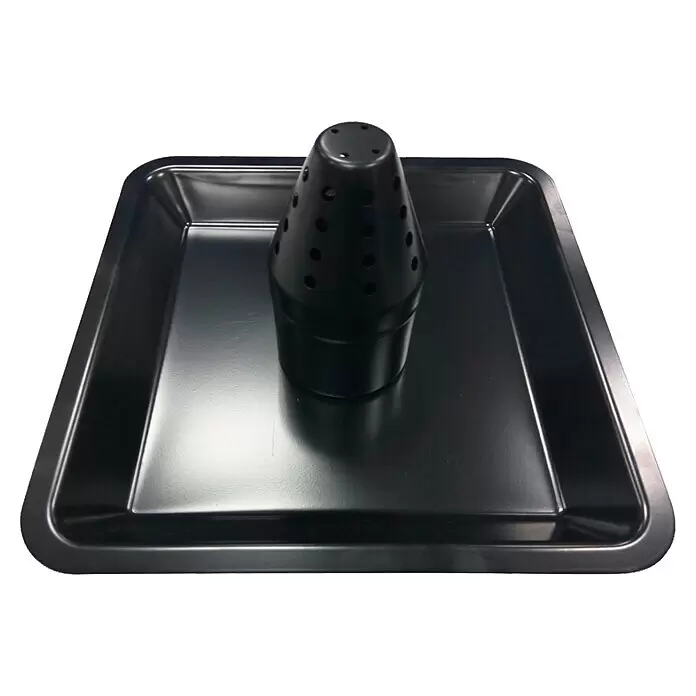 Tepro Hähnchen-Bräter - Metall, L x B x H: 26,8 x 26,8 x 13,5 cm - Schwarze Bratenform mit gelochtem, konischem Mittelhalter, ideal für vertikales Brathähnchen.