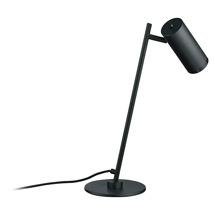 Hell Polo Tischleuchte - 15 W, Schwarz, GU10 - Elegante schwarze Schreibtischlampe mit zylindrischem Lampenkopf und rundem Fuß. Perfekt für modernes Ambiente.